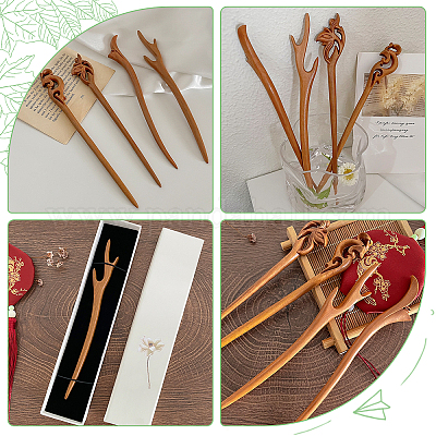 Палочки для волос из персикового дерева MAK-WH0012-01-1