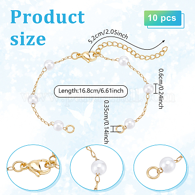 10 шт. круглые бусины из искусственного жемчуга ABS для изготовления браслета-цепочки AJEW-UN0002-08-1