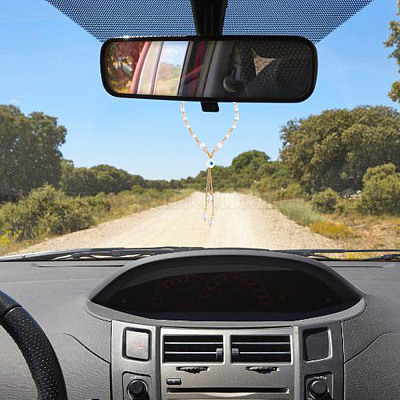 Подвесные украшения для автомобиля из стекла и жемчуга HJEW-DR00019-1