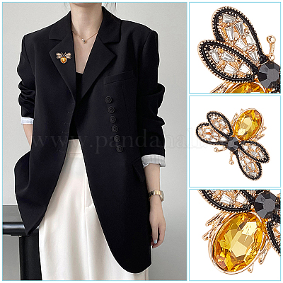 4 шт. 2-х цветная заколка-булавка со стразами в виде пчелы JEWB-WR0001-06-1