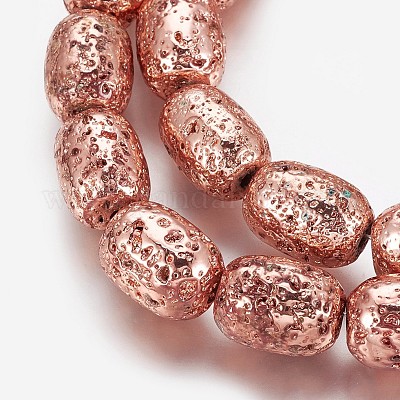 Гальванические бусины из натуральной лавы G-P400-12-1