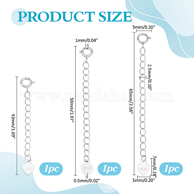 3 шт. 3 стиля удлинитель цепи из стерлингового серебра FIND-ME0002-35-1