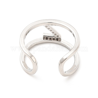 Кольцо-манжета с открытой буквой из прозрачного кубического циркония RJEW-A012-01P-Z-1