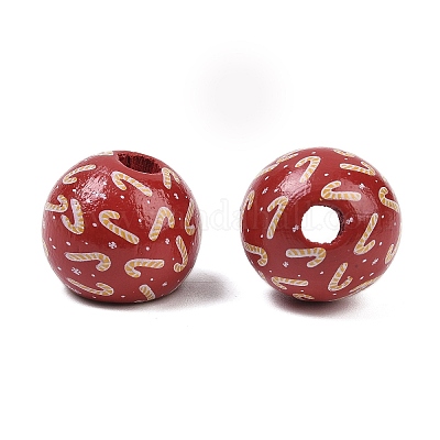 Рождественские печатные европейские бусины из дерева схима WOOD-I015-01L-1