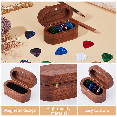 1 шт. 4-слотовые овальные деревянные коробки для хранения медиаторов с магнитной крышкой OBOX-DC0001-03A-1
