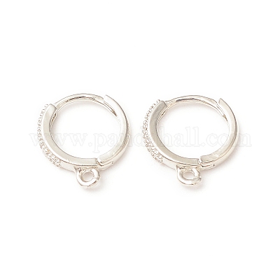 Латунные серьги-кольца из прозрачного кубического циркония KK-C018-01B-P-1