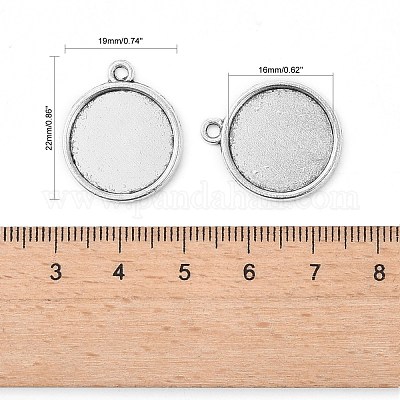 Тибетский стиль старинное серебро литые плоские круглые сеттинги подвеска кабошон TIBEP-M022-29AS-1