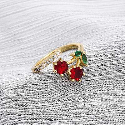 Женские кольца на палец из латуни с микропаве и кубическим цирконием RJEW-U057-13G-02-1