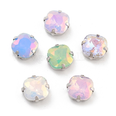 Квадратный опал пришиваем стразами RGLA-G024-07B-P-1