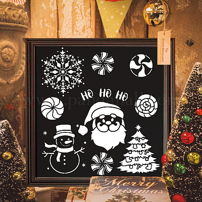 9PCS Large Christmas Stencils for Painting on Wood Wall, Christmas Theme  Pattern Templates for DIY Home Winter Christmas Decorations, Paint Wood