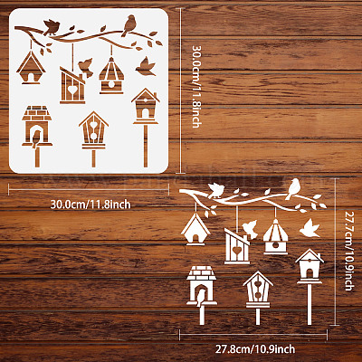 Wholesale FINGERINSPIRE Bird on Branch Stencil for Painting 30x30cm  Reusable Birds Tree Branches Stencil Birds Drawing Stencil Flower Stencil  for Painting on Wood 