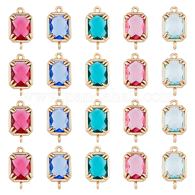 20 шт. 5-х цветные латунные стеклянные соединительные подвески GLAA-DC0001-14-1