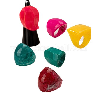 Набор из 6 акрилового кольца для пальцев FS-WG1DE8F-01-1