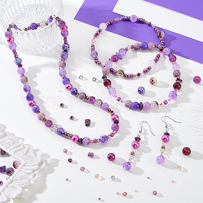 Наборы фурнитуры из имитирующего австрийский хрусталь биконуса и смешанных стеклянных бусин GLAA-GA0002-33-1