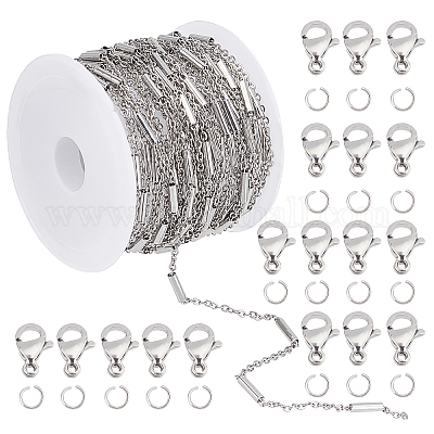Wholesale DICOSMETIC Stainless Steel Necklace Chains Jewelry Making Kit  5Pcs 5M Cable Chains with Tube Beads Links Chains 20Pcs Jump Rings and  10Pcs Lobster Claw Clasps for Jewelry Making 
