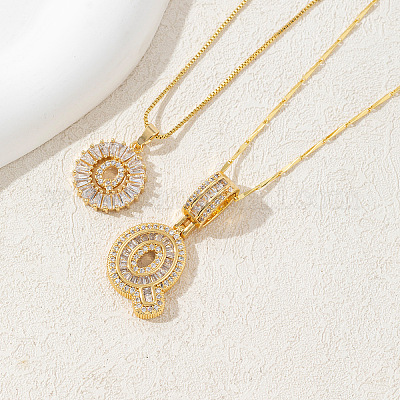 2 шт. 2 стиля латунный комплект из подвески с инициалами из прозрачного кубического циркония FS-WGBC393-17-1