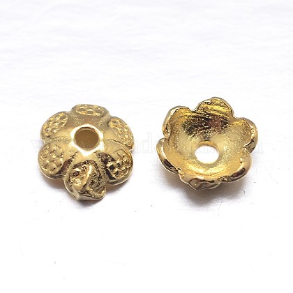 Echte 18k vergoldete 6 Blütenblätter 925 Sterling Silber Perlenkappen STER-M100-30-1