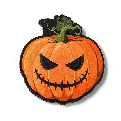 ハロウィン片面プリント木製ペンダント カボチャチャーム ダーク 