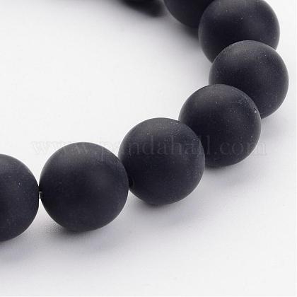 Grade A Natural Black Agate Beads Strands G447-5-1