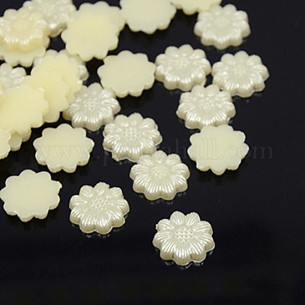 DIY Creamy White Flower Acrylic Pearl Cabochons X-MACR-F015-22-1