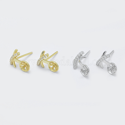 Accessoires de clous d'oreilles en 925 argent sterling avec micro pavé zircone cubique STER-F043-024-1