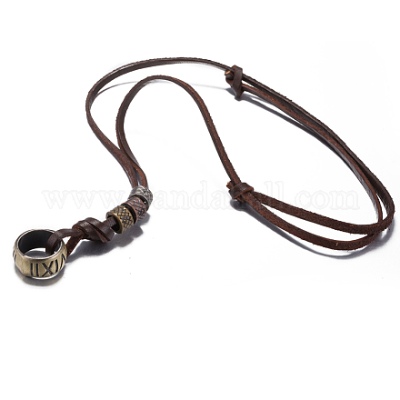 Pendentif en alliage de zinc et cordon en cuir lariat colliers rétro réglables pour les hommes NJEW-BB15980-1