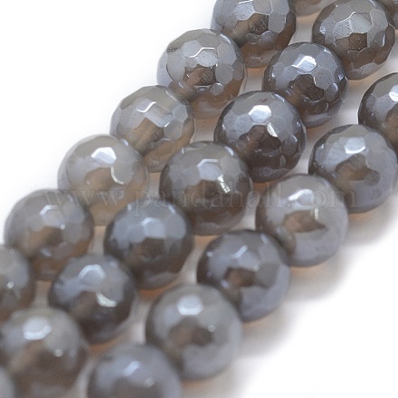 Chapelets de perles en agate grise naturelle G-P385-02-6mm-1