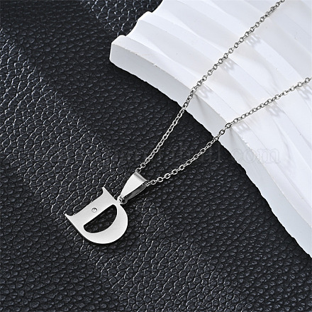 201 ожерелье с подвеской в виде инициала из нержавеющей стали с кристаллами и стразами FS-WG28760-04-1