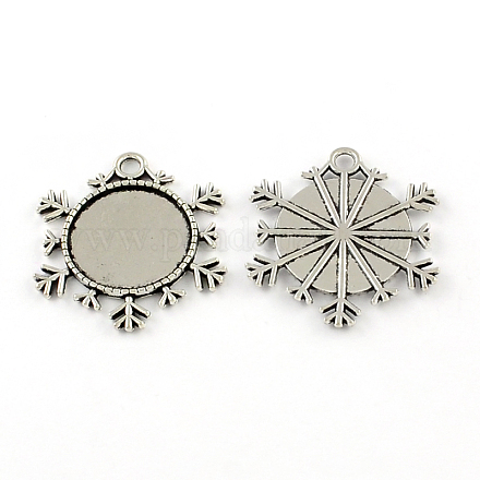 Style tibétain supports cabochons pendentif flocon d'alliage de zinc TIBEP-R334-250AS-RS-1