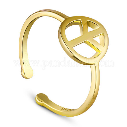 Tinysand regolabile 925 anello da dito con polsino con segno di pace in argento sterling TS-R275-G-1