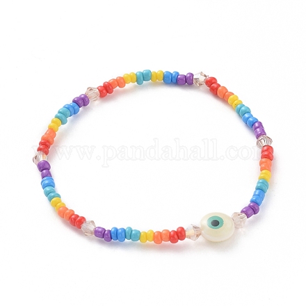 Baking Paint Glass Seed Beads Stretch Bracelets BJEW-JB04829-02-1