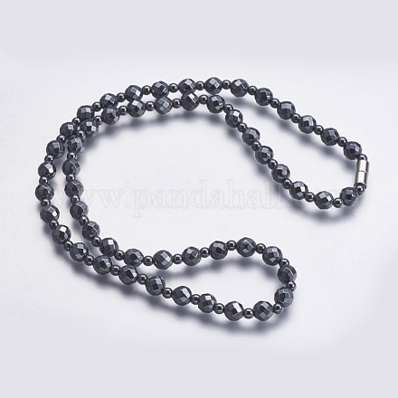 Non-magnetic Synthetic Hematite Beaded Necklaces NJEW-K096-03B-1