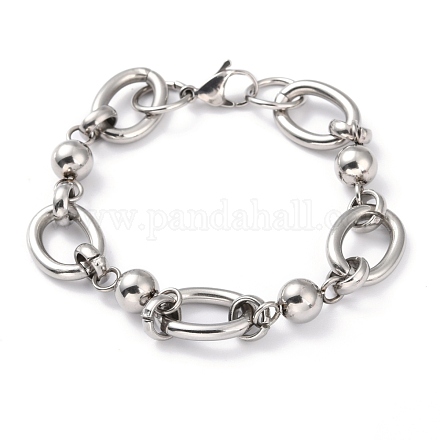 304 bracelets chaîne à maillons ronds en acier inoxydable BJEW-I293-01P-1