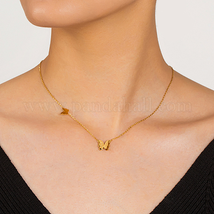 Элегантное двухслойное ожерелье с замком-бабочкой на ключице для женщин SA4053-1
