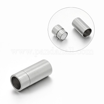 Matte 304 Stainless Steel Column Magnetic Clasps with Glue-in Ends STAS-E089-03A-1