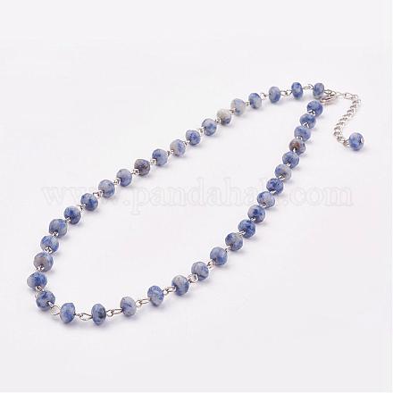 Collane di perline con diaspro blu naturale NJEW-JN01912-04-1