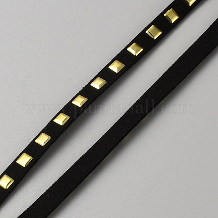 Лента из микрофибры длиной 2 м с квадратными железными заклепками золотистого цвета. OCOR-WH0085-44G-1