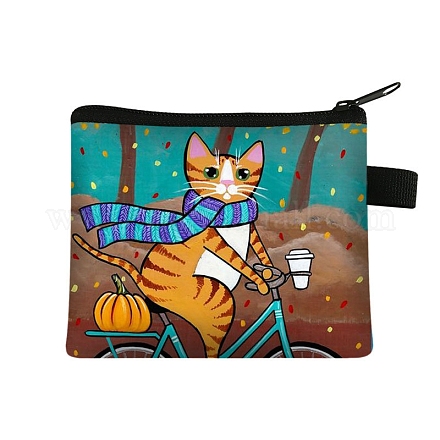 Lindo gato carteras con cremallera de poliéster ANIM-PW0002-28G-1
