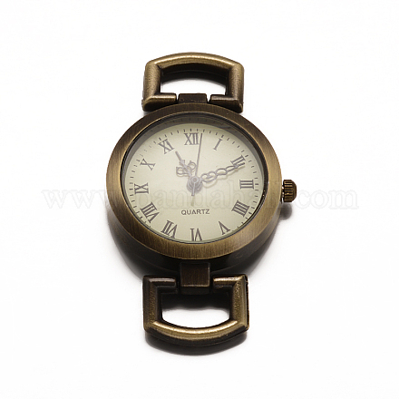 合金の腕時計の部品  フラットラウンド  アンティークブロンズ  49x27x9mm WACH-F001-02AB-1
