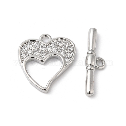 Brass Micro Pave Clear Cubic Zirconia Toggle Clasps KK-P234-61P-1