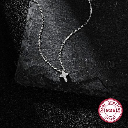 Halsketten mit Zirkonia-Kreuzanhänger für Damen NJEW-F310-04P-1