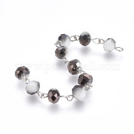 Handmade Faceted Electroplate Glass Beaded Chains AJEW-JB00473-01-1