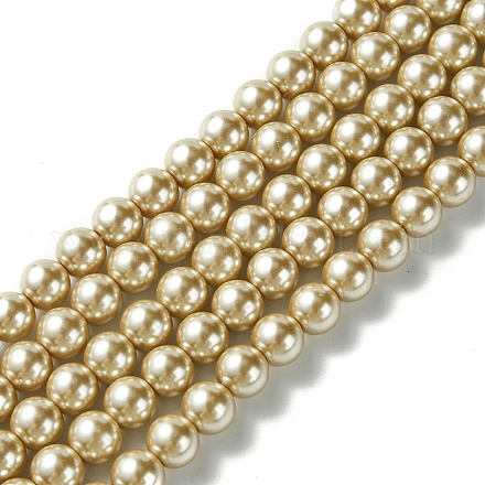 Brins de perles rondes en verre teinté écologique X-HY-A002-8mm-RB021-1