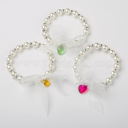 Acryl Runde Perlen Armbänder Kinder strecken BJEW-JB01389-1