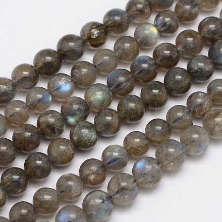 Labradorita natural hebras de perlas reronda G-M262-6mm-09-1