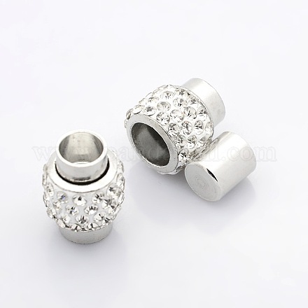 Platinum Plated Brass Pave Polymer Clay Grade A Rhinestone Magnetic Clasps X-RB-O019-P11-1