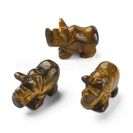 Figurine di rinoceronte curativo intagliate con occhio di tigre naturale DJEW-M008-02G-1