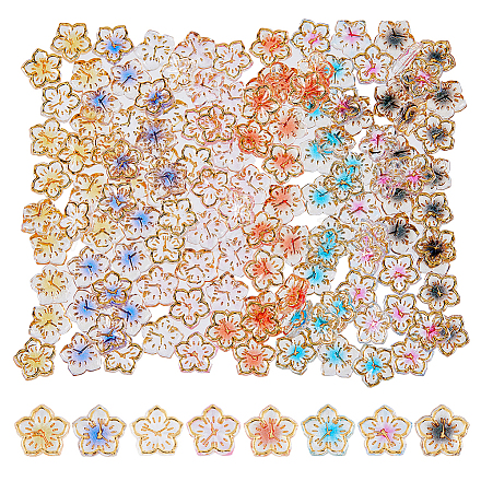 Dicosmetic 160 個 8 色の樹脂カボション  女性のためのネイルアートの装飾アクセサリー  時計と花  ミックスカラー  8x8x2mm  20個/カラー MRMJ-DC0001-07-1