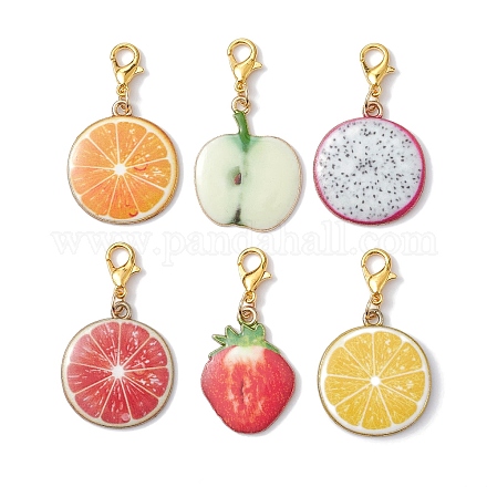 Décorations de pendentif en alliage d'émail sur le thème des fruits HJEW-JM01358-1