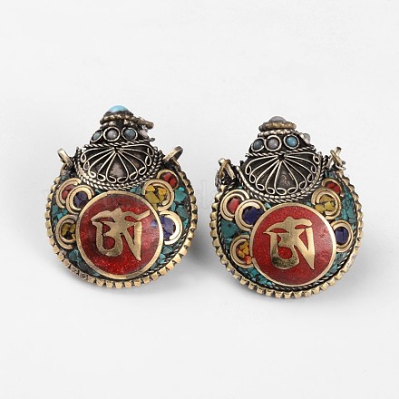 Pincez pendentifs de style tibétain TIBEP-F051-03B-1